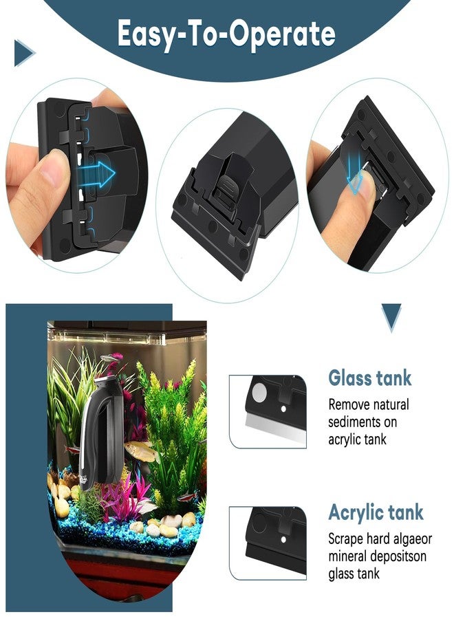 AQQA Aquarium Magnet Glass/Acrylic Cleaner,Fish Tank Cleaner Brush,Magnetic Algae Scrapers Cleaning Tools with 2 Detachable Scrapers,Floating Freshwater Saltwater (XL) - Image 3